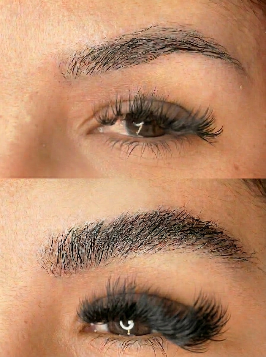 Resultado real de aumento de densidade da sobrancelha após o protocolo Essence Brow.